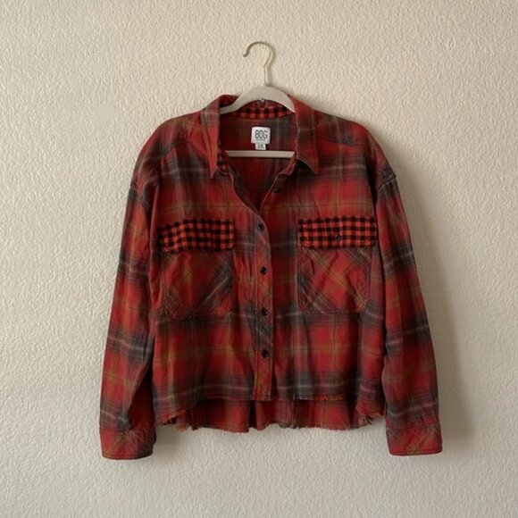 BDG Cropped Flannel Shirt - Picture 1 of 14